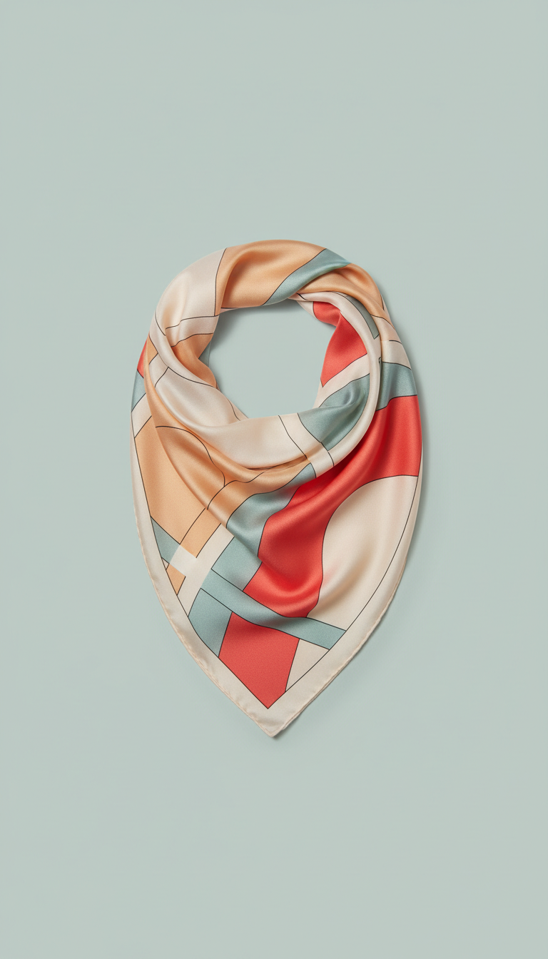 Graphic Silk Scarf with Bold Print