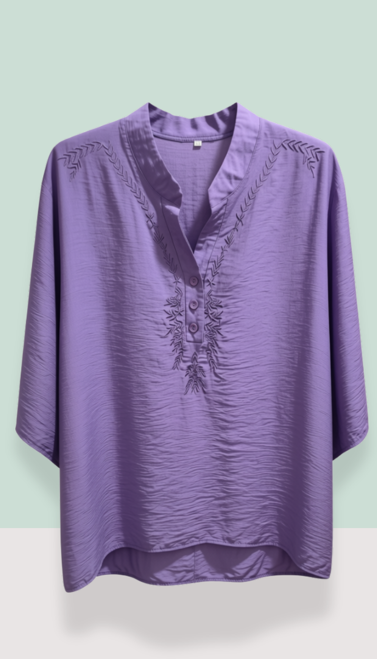 Short Sleeve Shirt with Embroidery Accents