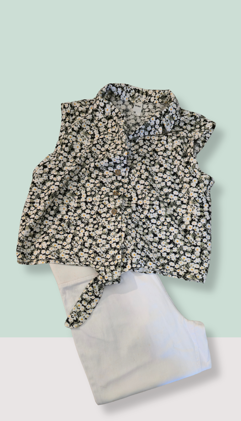 Size 18 White ¾ Jeans & Cropped Shirt Combo