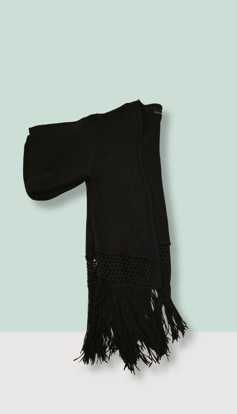 Black Knit Jumper & Leopard Print Scarf – Size Small
